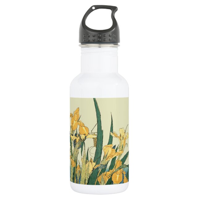 Hokusai Grasshopper und Iris Japan Edelstahlflasche (Vorderseite)
