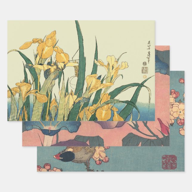 Hokusai Grasshopper und Iris Japan Geschenkpapier Set (Set)