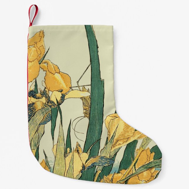Hokusai Grasshopper und Iris Japan Kleiner Weihnachtsstrumpf (Vorderseite)
