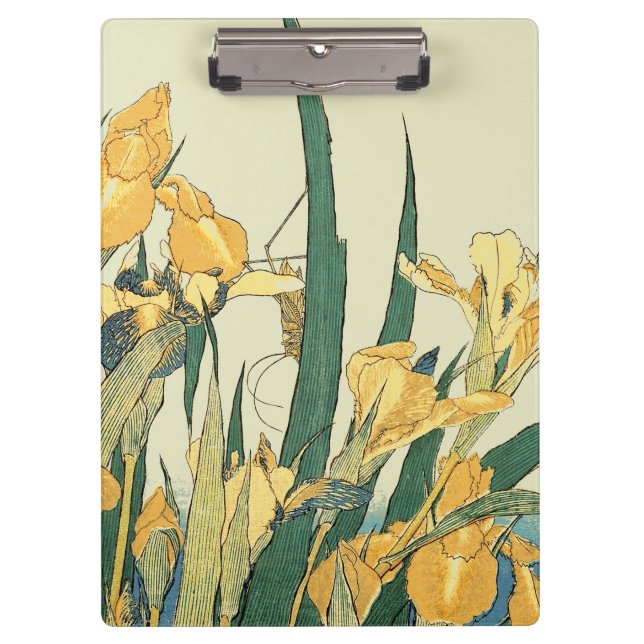 Hokusai Grasshopper und Iris Japan Klemmbrett (Vorderseite)