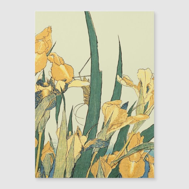 Hokusai Grasshopper und Iris Japan Magnetkarte (Vorderseite)