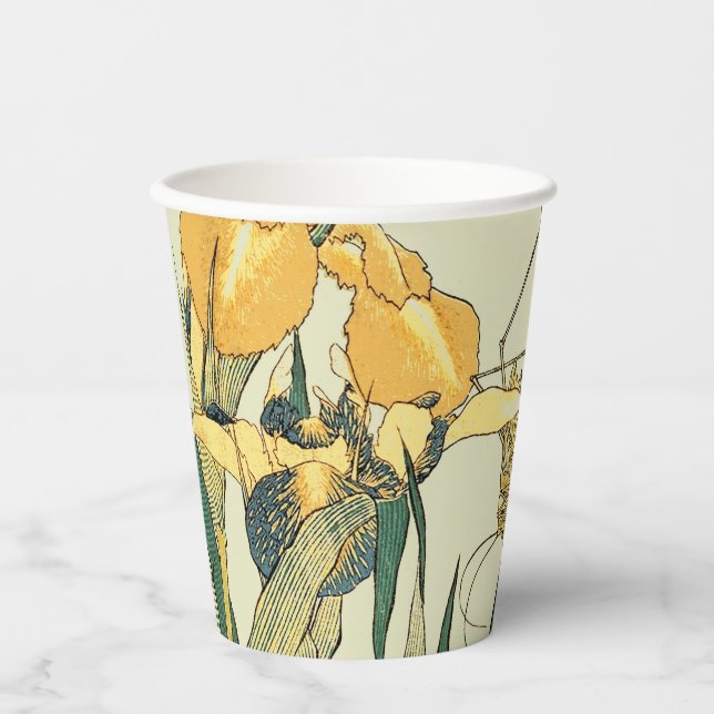 Hokusai Grasshopper und Iris Japan Pappbecher (Vorderseite)