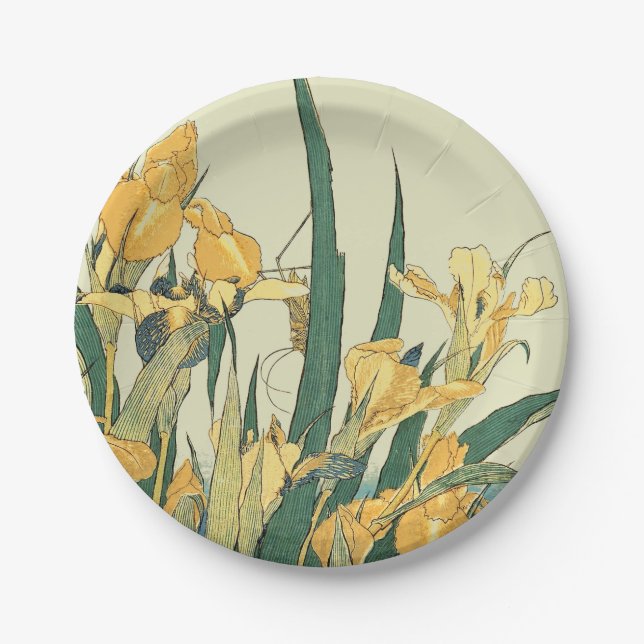 Hokusai Grasshopper und Iris Japan Pappteller (Vorderseite)