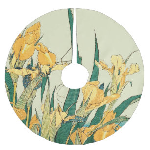 Hokusai Grasshopper und Iris Japan Polyester Weihnachtsbaumdecke