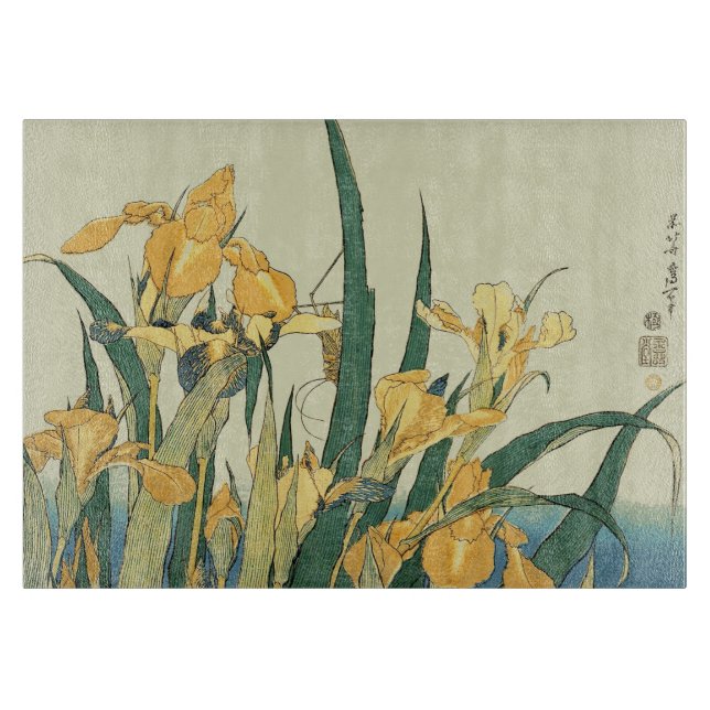 Hokusai Grasshopper und Iris Japan Schneidebrett (Vorderseite)