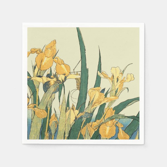 Hokusai Grasshopper und Iris Japan Serviette (Vorderseite)