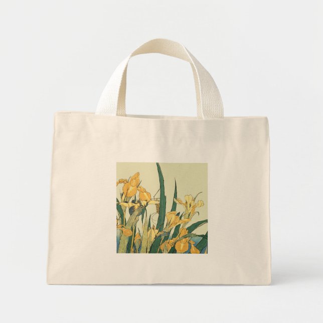 Hokusai grasshopper und iris japanese art mini stoffbeutel (Vorne)