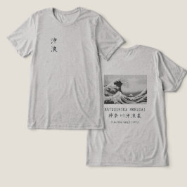 Hokusai Great Wave Minimalist Japanese Art Gray Tri-Blend Shirt