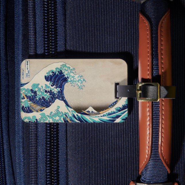 Hokusai Great Wave off Kanagawa. Vintage japanisch Gepäckanhänger (Vorderseite Insitu 4)
