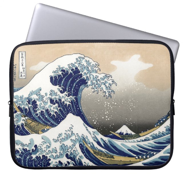 Hokusai große Welle weg von Tsunami Kanagawa Laptopschutzhülle (Vorderseite)