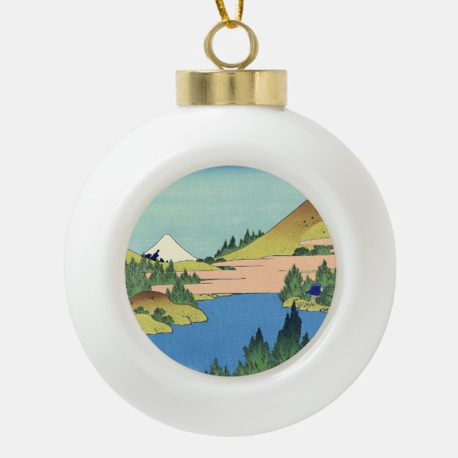 Hokusai Hakone See in der Provinz Sagami Keramik Kugel-Ornament (Vorderseite)