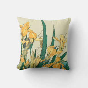 Hokusai Heuschrecke Iris Vintage Druck: Japanisch Kissen