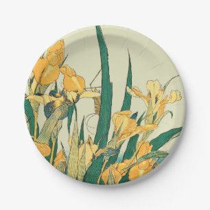 Hokusai Heuschrecke Iris Vintage Druck: Japanisch Pappteller