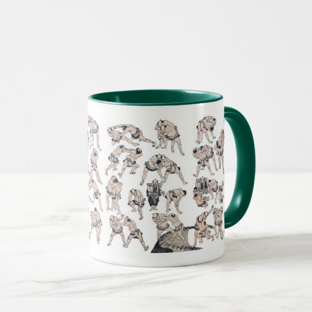 Hokusai , Image of Sumo wrestlers Tasse (VorderseiteRechts)