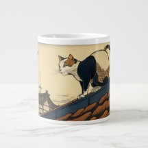 Hokusai inspirierte Kunst mit niedlicher Katze