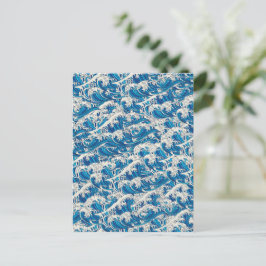 Hokusai Japanisch Great Wave Muster Nautical Blue Postkarte