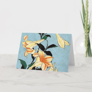 Hokusai japanische Lilien-Gruß-Karte Karte