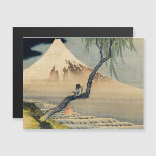 Hokusai - Junge betrachtet den Fuji Magnetkarte