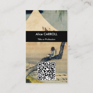 Hokusai - Junge betrachtet den Fuji - QR-Code Visitenkarte