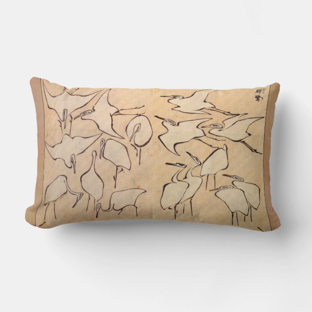 Hokusai Kranlumbar-Kissen Lendenkissen (Vorderseite)