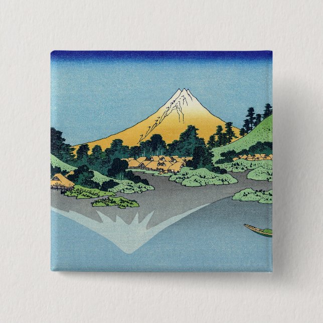 Hokusai - Mount Fuji reflektiert den Kawaguchi-See Button (Vorderseite)