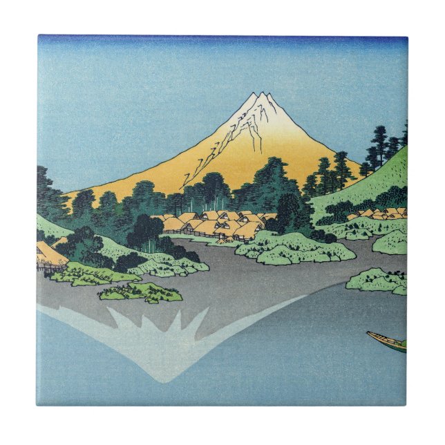 Hokusai - Mount Fuji reflektiert den Kawaguchi-See Fliese (Vorderseite)