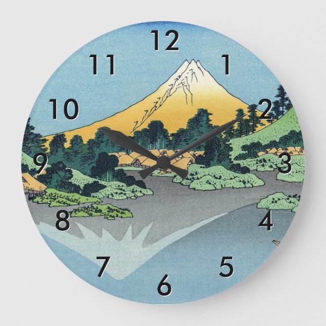 Hokusai - Mount Fuji reflektiert den Kawaguchi-See Große Wanduhr (Vorderseite)