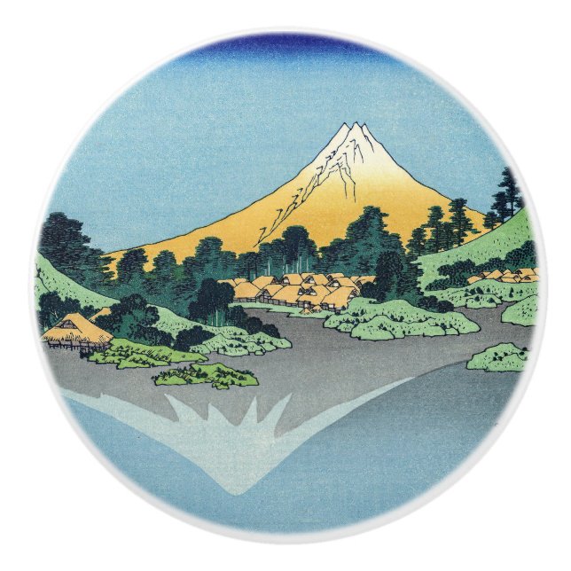 Hokusai - Mount Fuji reflektiert den Kawaguchi-See Keramikknauf (Vorderseite)