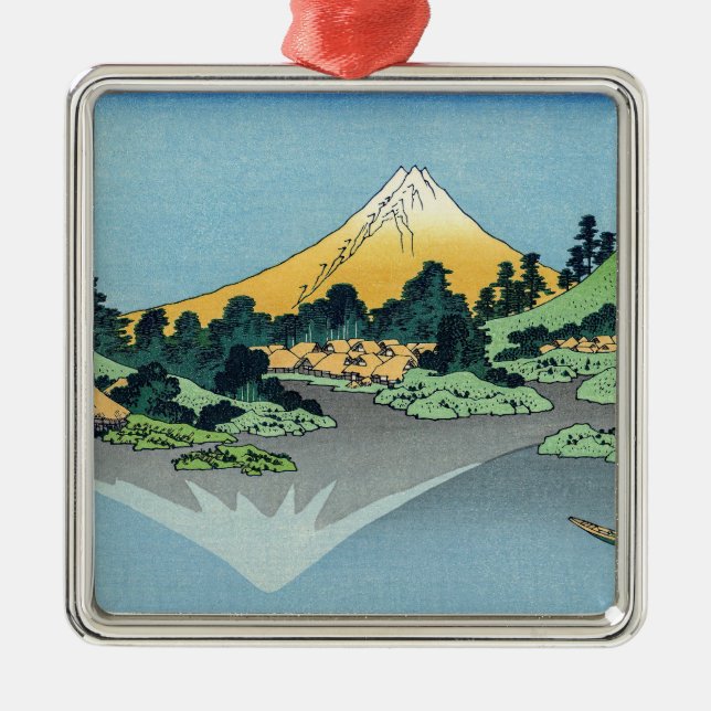 Hokusai - Mount Fuji reflektiert den Kawaguchi-See Ornament Aus Metall (Vorne)