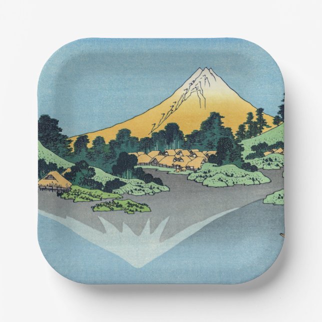 Hokusai - Mount Fuji reflektiert den Kawaguchi-See Pappteller (Vorderseite)