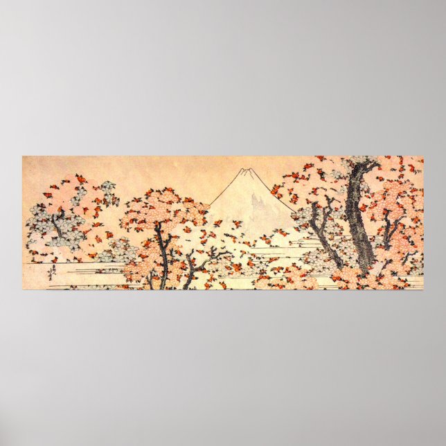 Hokusai Mt Fuji mit Kirschbaumen in Bloom Poster (Vorne)