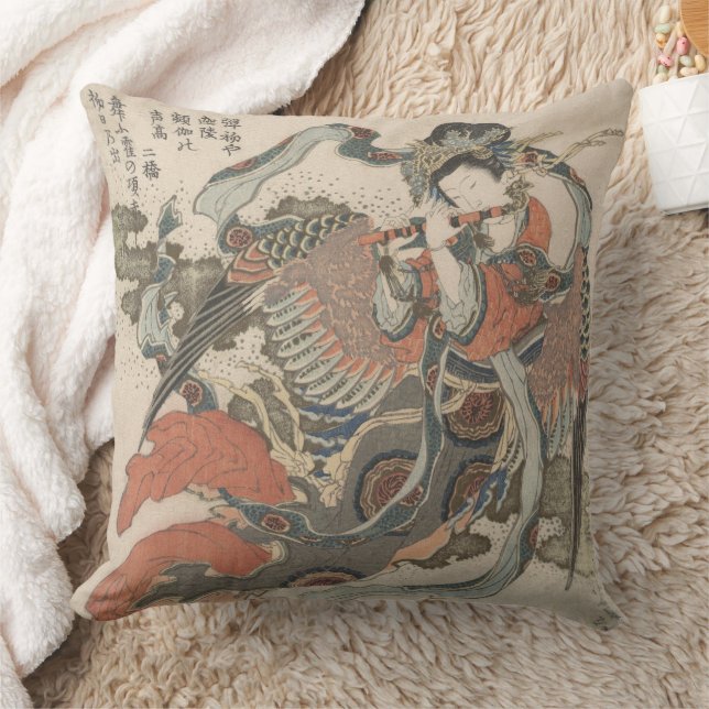 Hokusai Mystical Bird T - Shirt Kissen (Decke)