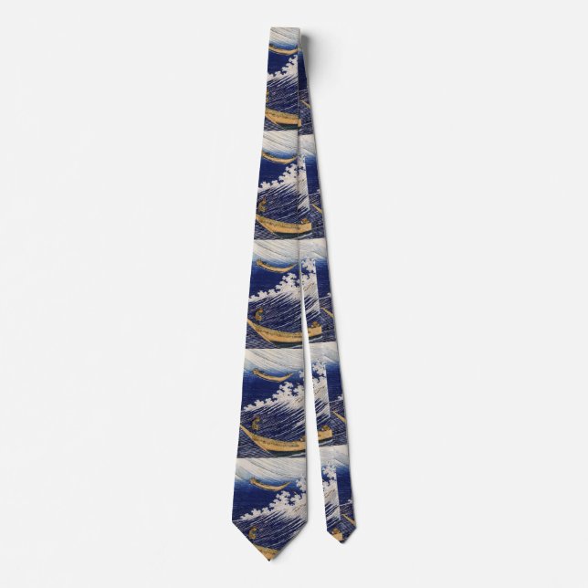 Hokusai Ocean Waves Fishing Boote Krawatte (Vorderseite)