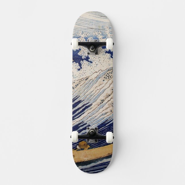 Hokusai Ocean Waves Fishing Boote Skateboard (Vorderseite)
