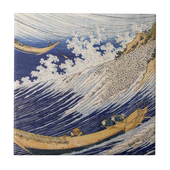 Hokusai Ocean Waves Sea Boote Fliese (Vorderseite)