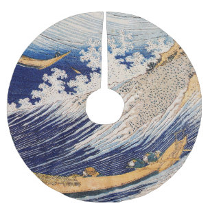 Hokusai Ocean Waves Sea Boote Polyester Weihnachtsbaumdecke