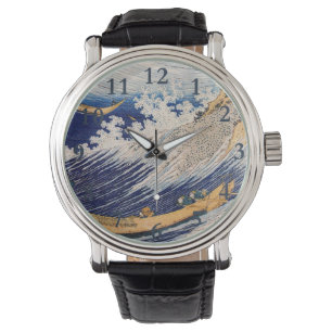 Hokusai Ozeanwellen Meer Boote Armbanduhr