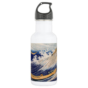 Hokusai Ozeanwellen Meer Boote Edelstahlflasche