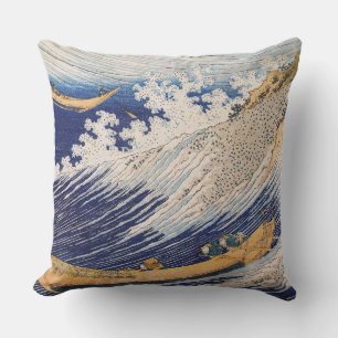 Hokusai Ozeanwellen Meer Boote Kissen