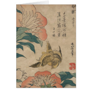 Hokusai Pfingstrose und Kanarienvogel