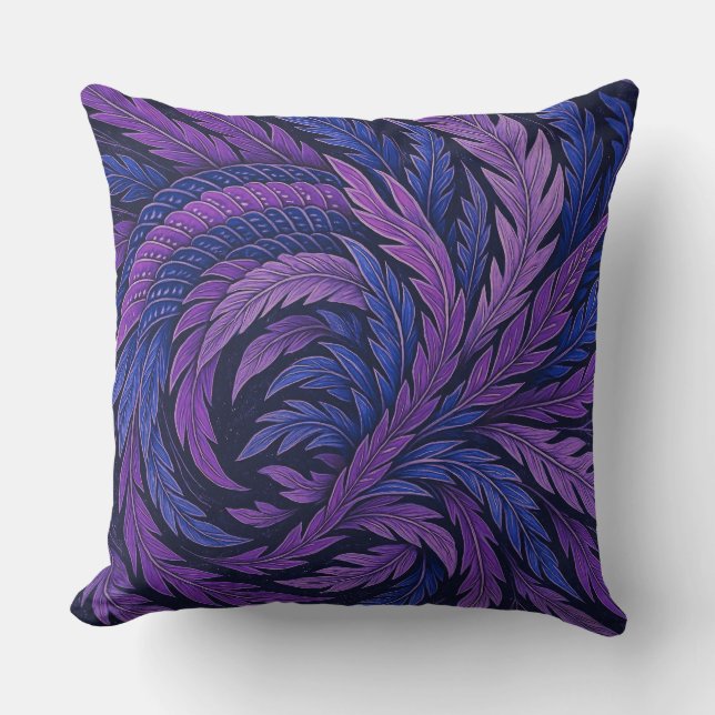 Hokusai Phoenix Cushion | Purple & Blue Feather  Kissen (Vorderseite)