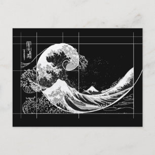 Hokusai rencontre Fibonacci, carte noire et blanch