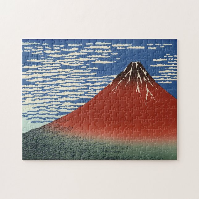 Hokusai Südwind-Raum-Himmel-Rot Fuji (Horizontal)