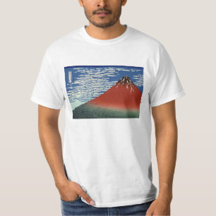Hokusai Südwind-Raum-Himmel-roter Fuji-T - Shirt