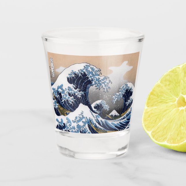 HOKUSAI, “ The 3 great wave of Kanagawa ” Schnapsglas (Vorderseite)