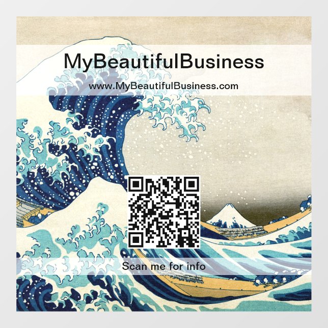 Hokusai - The Great Wave off Kanagawa - QR Code Fensteraufkleber (Blatt)