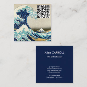 Hokusai - The Great Wave off Kanagawa - QR Code Quadratische Visitenkarte
