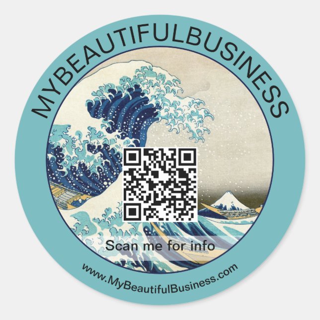 Hokusai - The Great Wave off Kanagawa - QR Code Runder Aufkleber (Vorderseite)