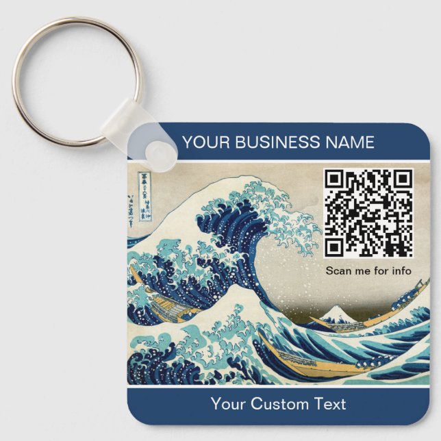 Hokusai - The Great Wave off Kanagawa - QR Code Schlüsselanhänger (Vorderseite)
