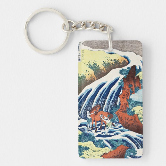 Hokusai - The Yoshitsune Horse Washing Falls Schlüsselanhänger (Vorderseite)
